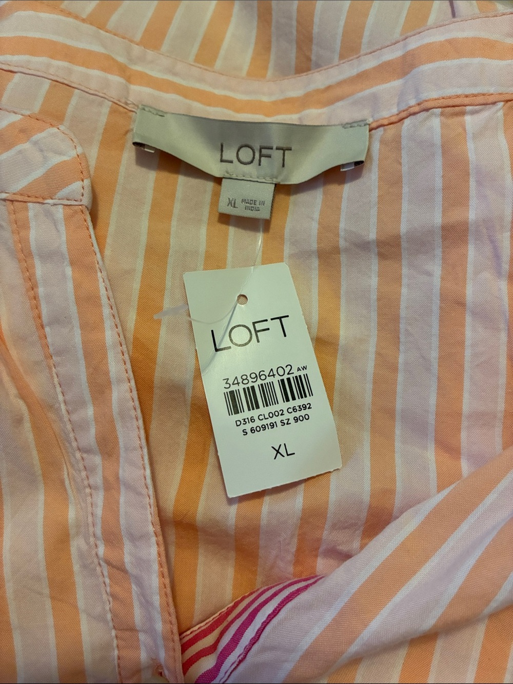 LOFT Striped Smocked Waist Midi Dress - Picture 6 of 6